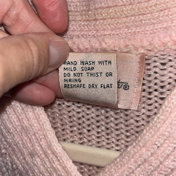 Vintage 1980s Pastel pink beachy mermaid grandma sweater mixed media artsy L - Picture 4 of 12